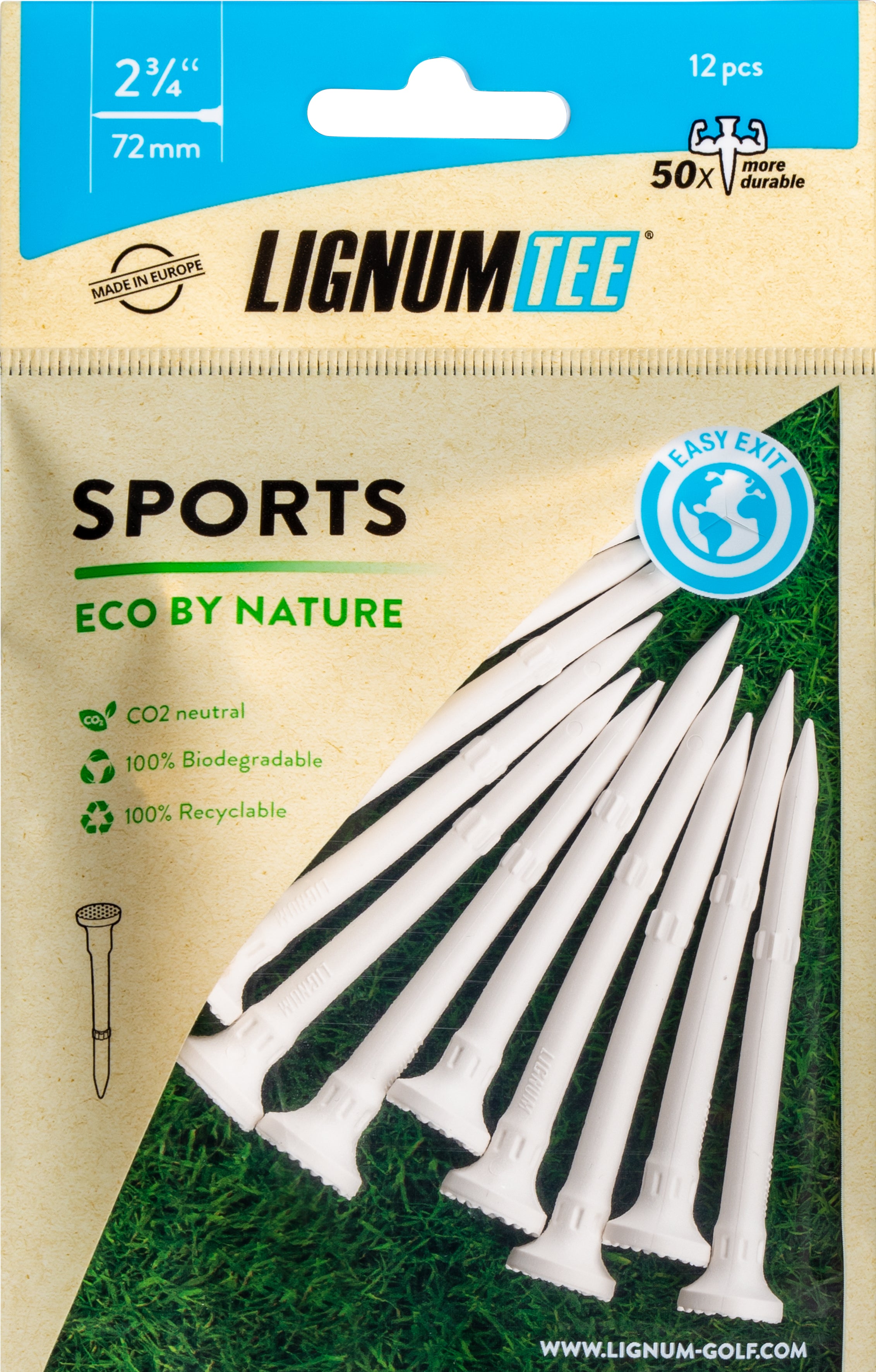 Lignum Tee Da Golf 63,5 Mm (2 1/2 Pollice) - Bianco, Legno - 2
